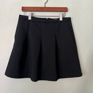 Madewell Skirt Women 6 Black Zipper Jacquard Pleated Front Mini Polyester